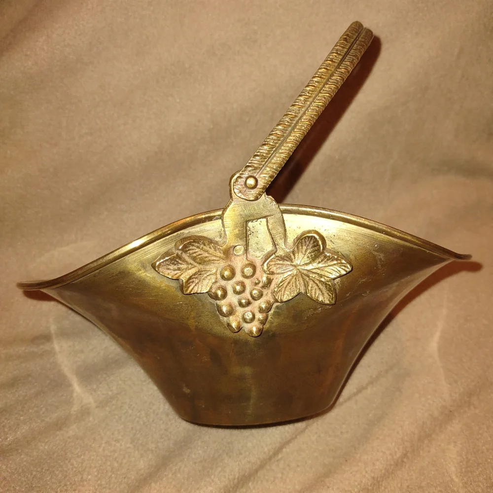 Vintage Brass Gathering Baskets (Set of 2)